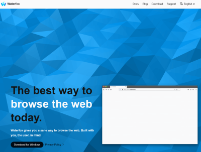 waterfox website home page
